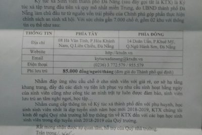 Thông tin ký túc xá tại Đà Nẵng