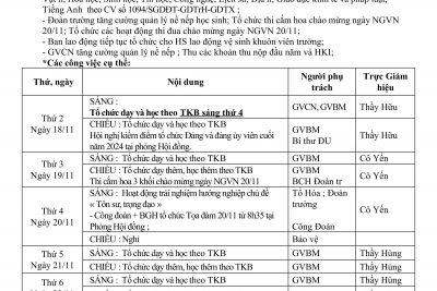 KẾ HOẠCH HOẠT ĐỘNG TUẦN 11