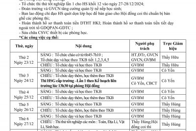 KẾ HOẠCH HOẠT ĐỘNG TUẦN 16