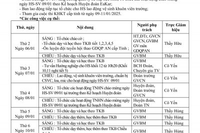 KẾ HOẠCH HOẠT ĐỘNG TUẦN 18