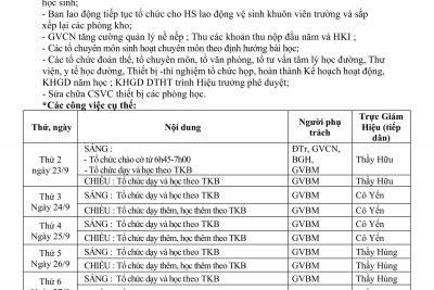 KẾ HOẠCH HOẠT ĐỘNG TUẦN 03