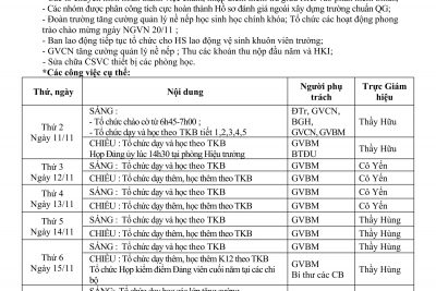 KẾ HOẠCH HOẠT ĐỘNG TUẦN 10