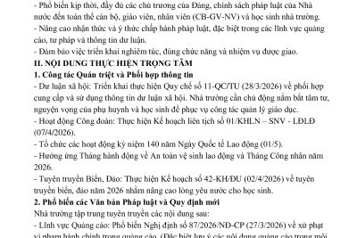 Kế hoạch thông tin, tuyên truyền, phổ biến, quán triệt, triển khai các văn bản chi đạo, văn bản pháp luật và thông tin các hoạt động của tỉnh tháng 4 năm 2026