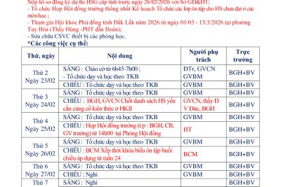 KẾ HOẠCH HOẠT ĐỘNG TUẦN 23