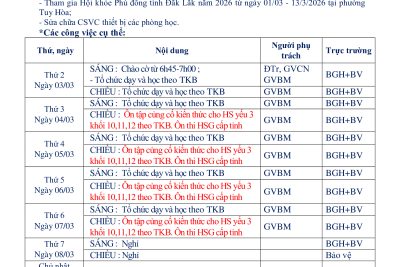 KẾ HOẠCH HOẠT ĐỘNG TUẦN 24