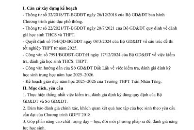 KẾ HOẠCH KIỂM TRA ĐỊNH KỲ NĂM HỌC 2025–2026