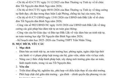 Kế hoạch đảm bảo an ninh trật tự, an toàn trường học thời điểm trước, trong và sau dịp Tết Nguyên đán Bính Ngọ năm 2026