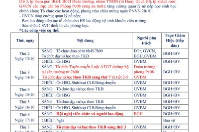 KẾ HOẠCH HOẠT ĐỘNG TUẦN 6