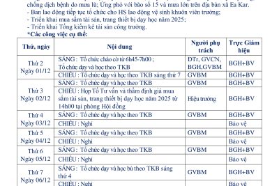 KẾ HOẠCH HOẠT ĐỘNG TUẦN 13