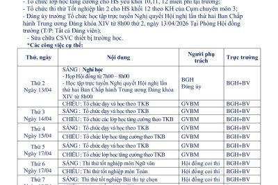 KẾ HOẠCH HOẠT ĐỘNG TUẦN 30