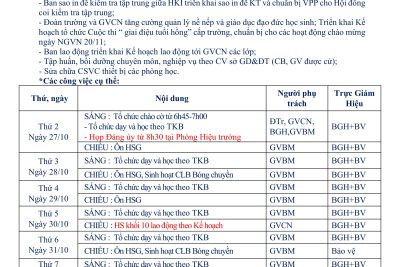 Kế hoạch hoạt động Tuần 8