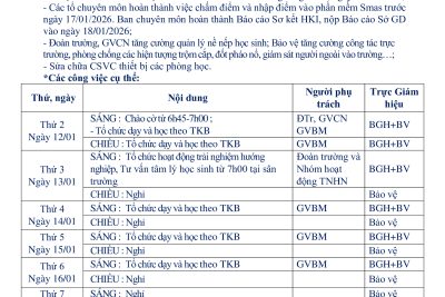KẾ HOẠCH HOẠT ĐỘNG TUẦN 19